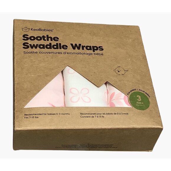 3 KeaBabies Swaddle Soothe Wraps Sleep Sacks Babies 0-3 Months Pink & White - Picture 2 of 5